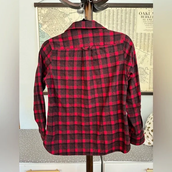 Pendleton Originals Women’s S Petite 100% Virgin Wool Red Black Flannel Shirt - Picture 3 of 4